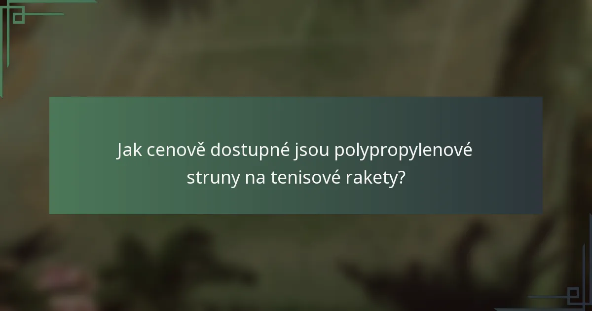 Jak cenově dostupné jsou polypropylenové struny na tenisové rakety?