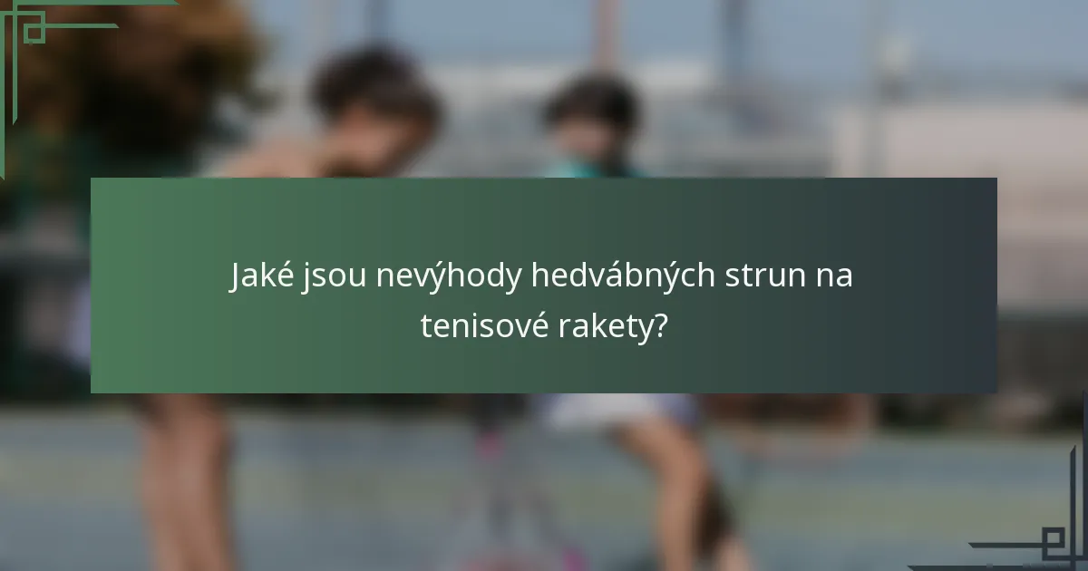 Jaké jsou nevýhody hedvábných strun na tenisové rakety?