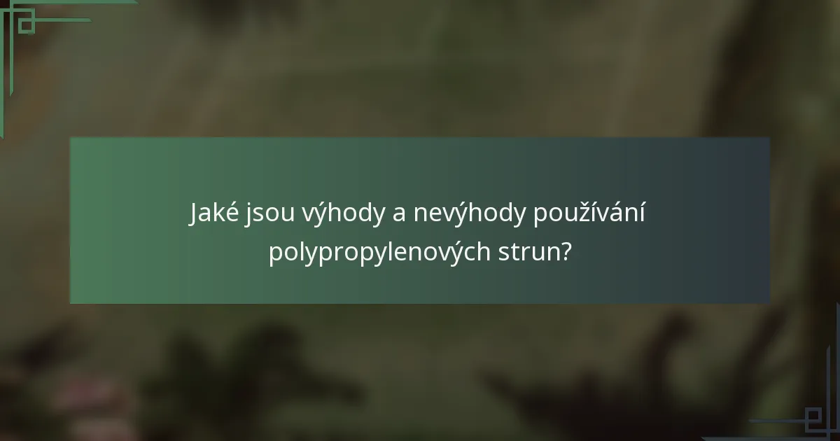 Jaké jsou výhody a nevýhody používání polypropylenových strun?